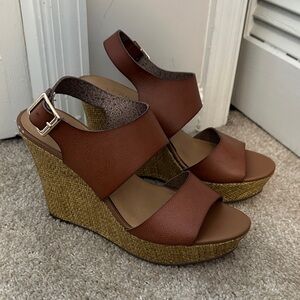 J crew Brown Wedge Sandals